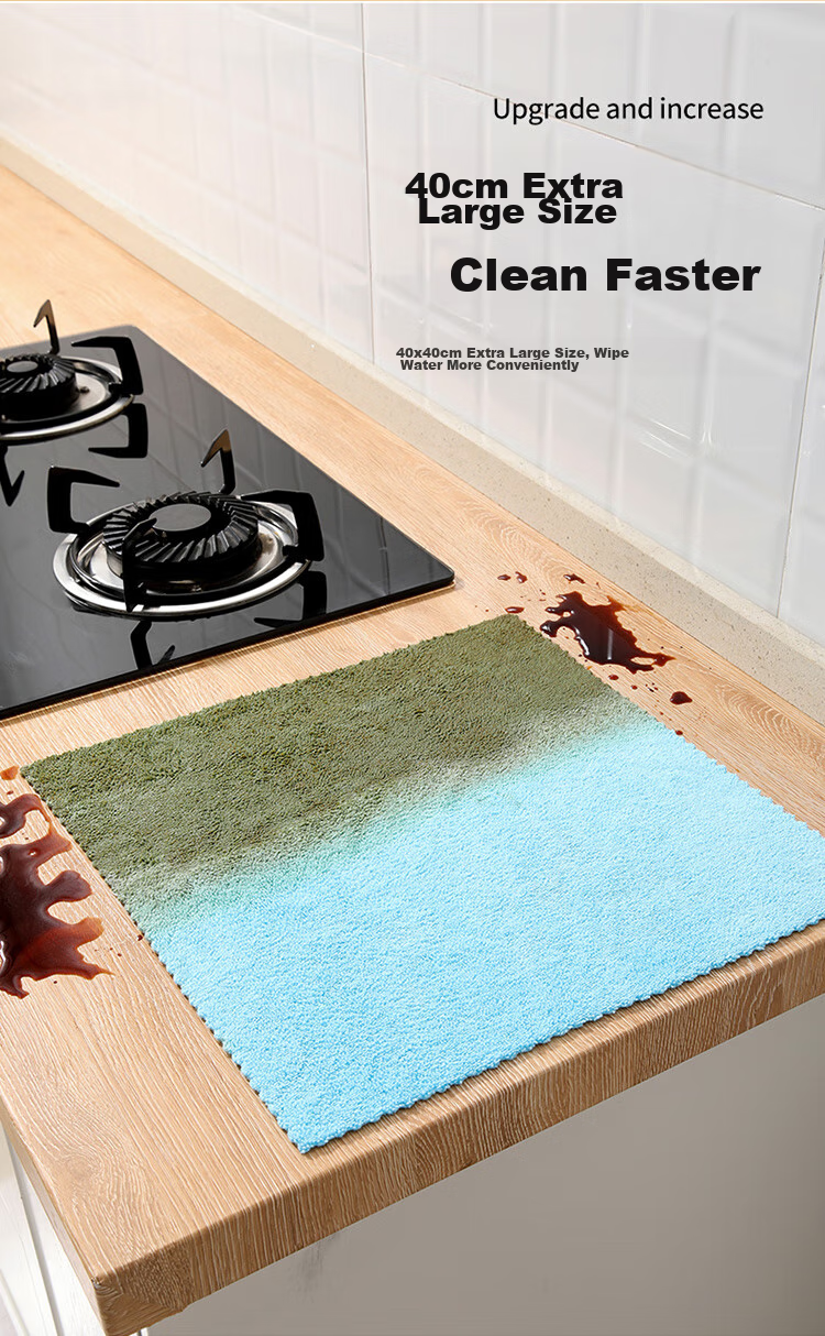 MARYYA Ultra-Fine Microfiber Cleaning Cloth, 40*40cm, 4 Pieces, for Kitchen Table Wiping, Professional Housekeeping Use, Absorbent, Streak-Free, Low Lint Shedding 5