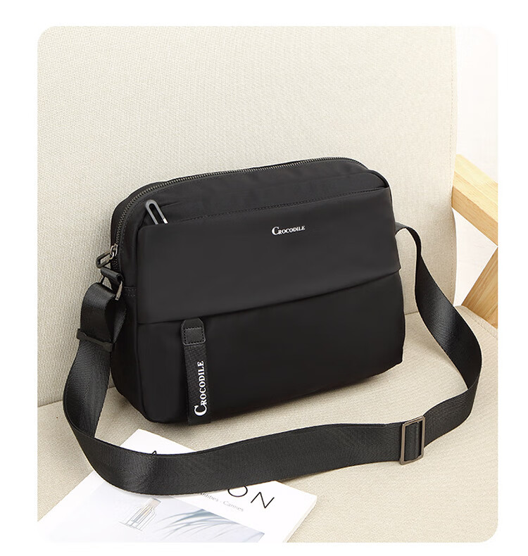 CROCODILE Fashion Handbag for Men, Simple Shoulder Bag, Lightweight Large Capacity Crossbody Bag, Birthday Gift B1937 Black 2