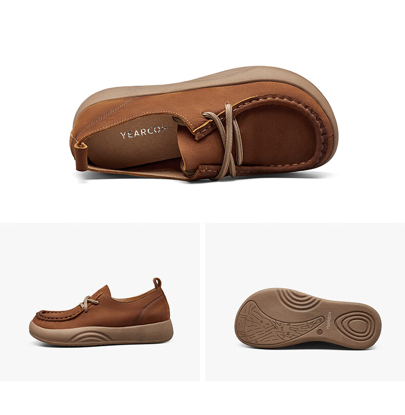 Yierkang Women's Flat Shoes, Middle-Aged And Elderly Loafers, Soft-Soled Low-Heel Slip-Ons, 29381W, Dark Brown, Size 35 12