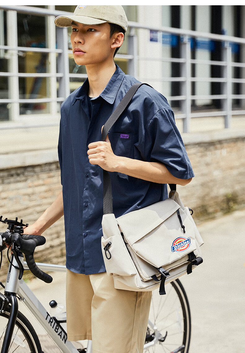 Dickies Men's Shoulder Bag, Large Capacity Casual Backpack, Lightweight Canvas Bag for College Students, Multifunctional Crossbody Bag with Shoulder Strap 21