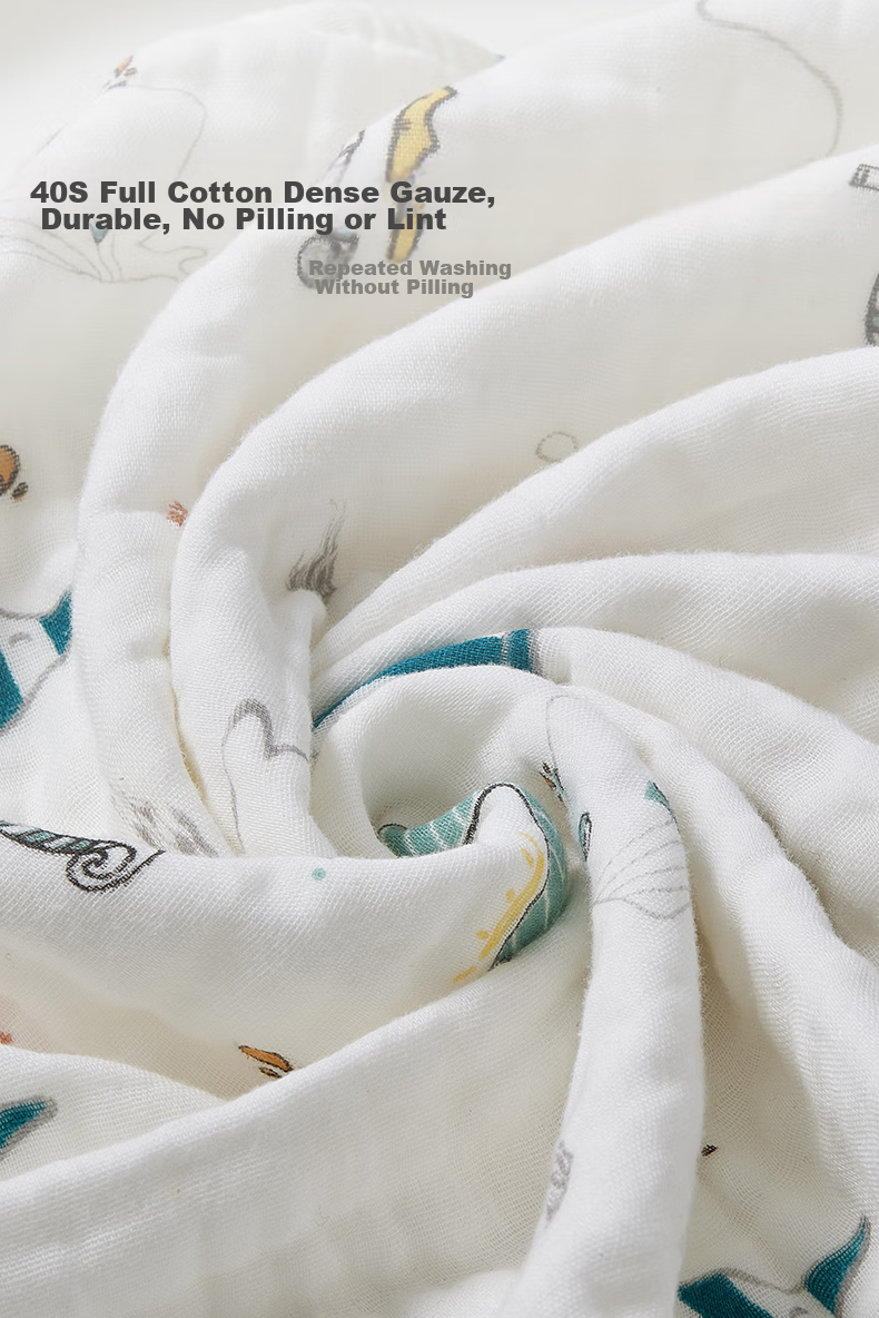 AIBEDILA Baby Bath Towel, Children's 6-Layer Antibacterial Gauze Bath Towel, Quick-Drying Ultra-Soft Towel Blanket, 110*110cm 5