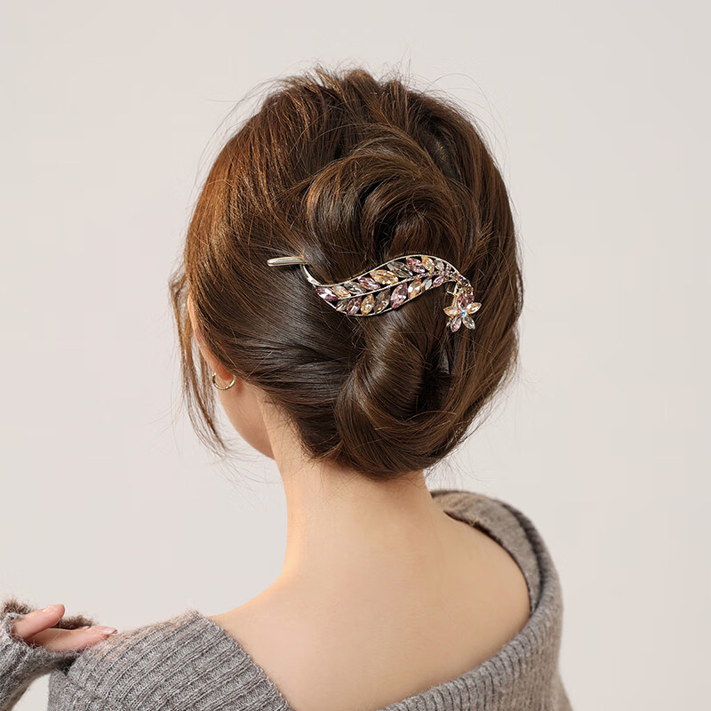CHIMERA High-Quality Leaf Hair Clip, Rhinestone Twist Clip, Hairpin, Hair Accessory, Hair Clip, Women's Mid-Autumn Festival Gift
