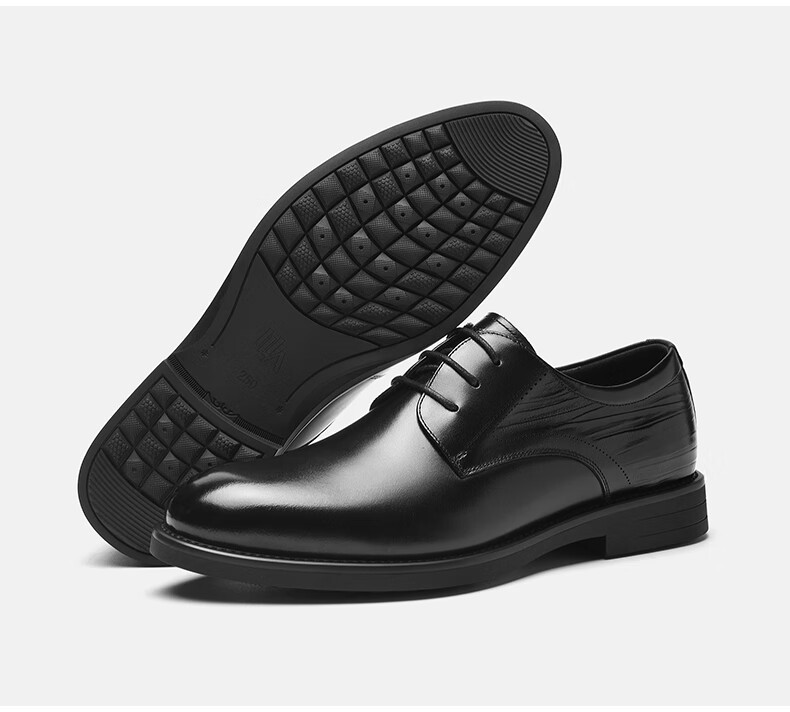 HLA Men's Business Casual Shoes First Layer Cowhide Formal Shoes British Style Black 38 26