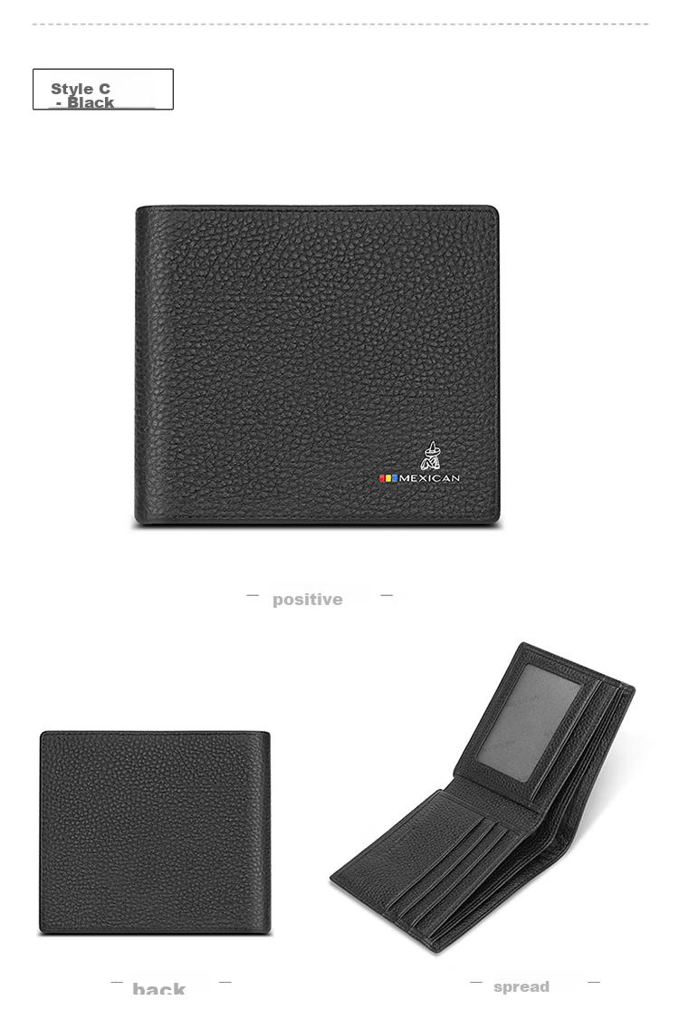 MEXICAN Genuine Top-Grain Leather Horizontal Business Short Wallet, Fashionable Multi-Card Slots Money Clip, Birthday Gift for Me 14
