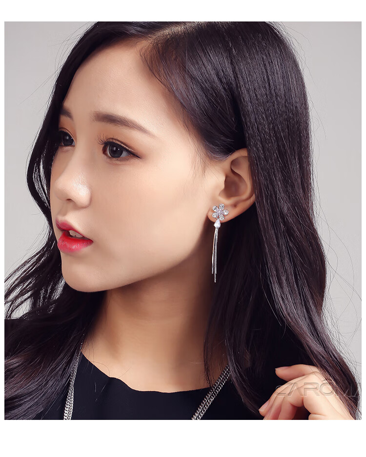 Dijing 925 Silver Long Tassel Earrings, Hoop Earrings, New Style Studs, Birthday Gift for Women, Present for Girlfriend 10