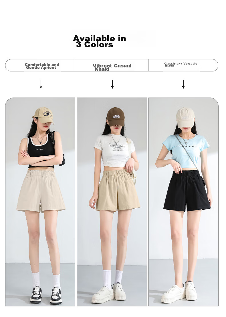 Baleno 100% Pure Cotton Shorts for Women, New Summer 2025 Style, High-Waisted Loose Wide-Leg Pants, Versatile Three-Quarter Length Shorts for Outdoor Activities And Travel 5