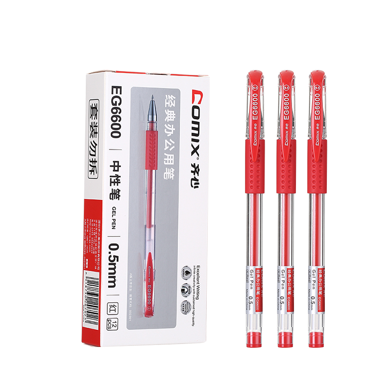 COMIX 0.5mm Red Classic Office Bullet Tip Pen, Gel Ink Pen, Signature Pen, 12 Pens/box, Tool, EG6600
