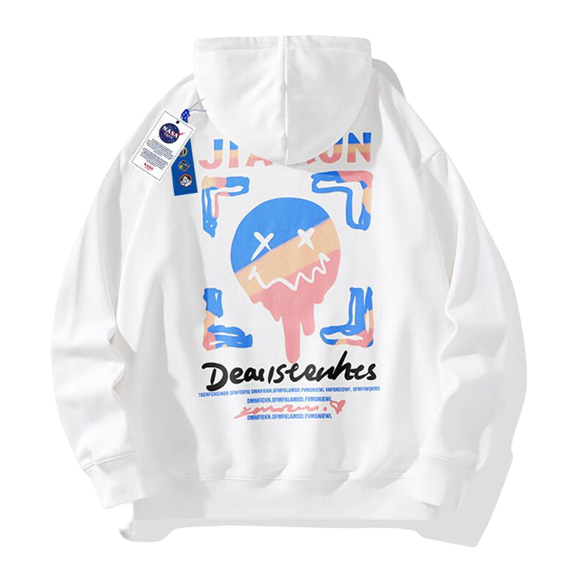 NASA GISS Official Collaboration Hoodie for Men, Spring And Autumn Fashion, Youth Student Printed Couple Outfit, White, M
