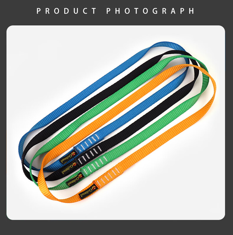Gorm Climbing Mountaineering Rappelling Equipment Flat Webbing Loop Connecting Rope Safety Belt 22kN Protective Loop Flat Webbing Rope 50cm Black GD1541 11