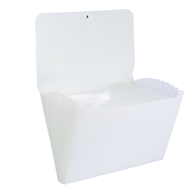 Deli 13-Slot A4 Drawstring File Folder, Multi-Layer Classification Storage, Accordion File for Student Exam Papers, Large Capacity Document Storage in Off-White 5238