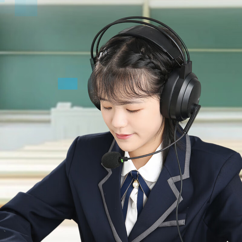 DANYIN D5000 English Listening And Speaking Exam Headphones with Microphone, Wired Over-Ear Design for Training, Middle And High School Students, Human-Computer Dialogue, Speech Recording, Earphones with Microphone, USB Interface