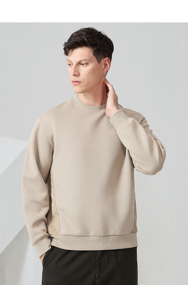 DANCING WOLVES [Shubianmian] Autumn And Winter Fashion Simple Design Round Neck Men's Sweatshirt, 001 Black, Size 175 5