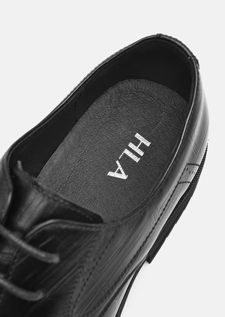 HLA Men's Leather Shoes, Business Formal Dress Shoes, Genuine Leather Footwear, HAAPXM2FAV172, Black, Size 44 25