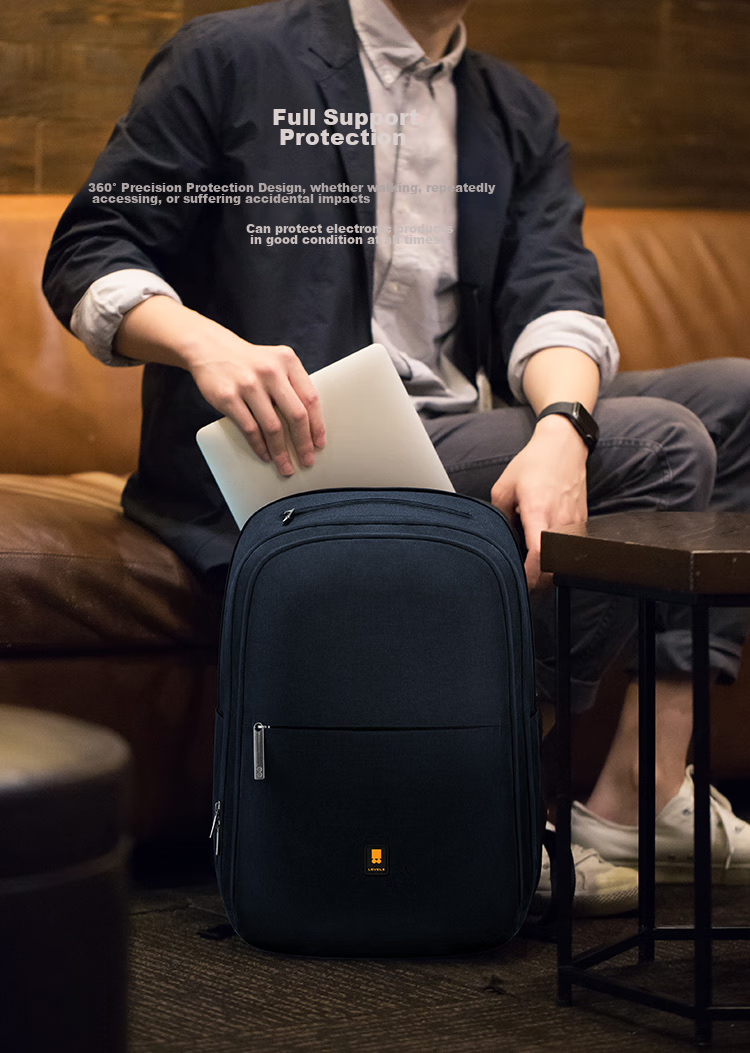 LEVEL8 Business Casual Backpack, 15.6-Inch Large Capacity Laptop Bag for Men, Black 2
