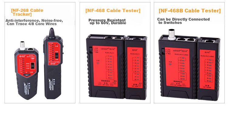 Jingmingshu NF-1206 Network Tool Kit, Network Cable Crimper, Cable Tester, Wire Stripper, RJ45 Connectors, Network Tools, Network Tool Set 9