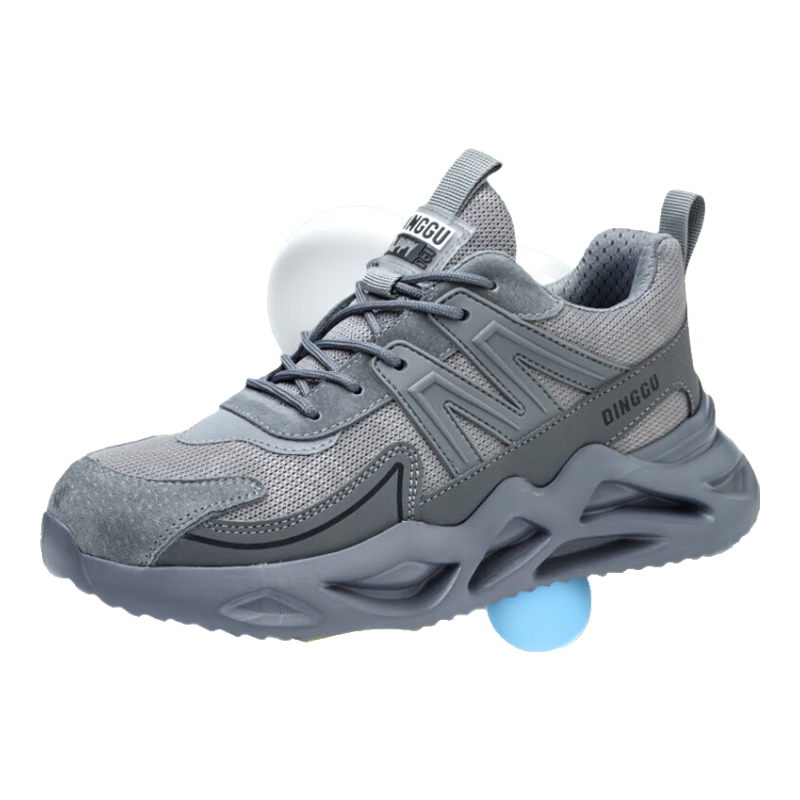 Dinggu Safety Shoes for Men, Work Boots for All Seasons, Construction Site Shoes, Anti-Smashing, Anti-Puncture Steel Toe, Lightweight, 953hui43