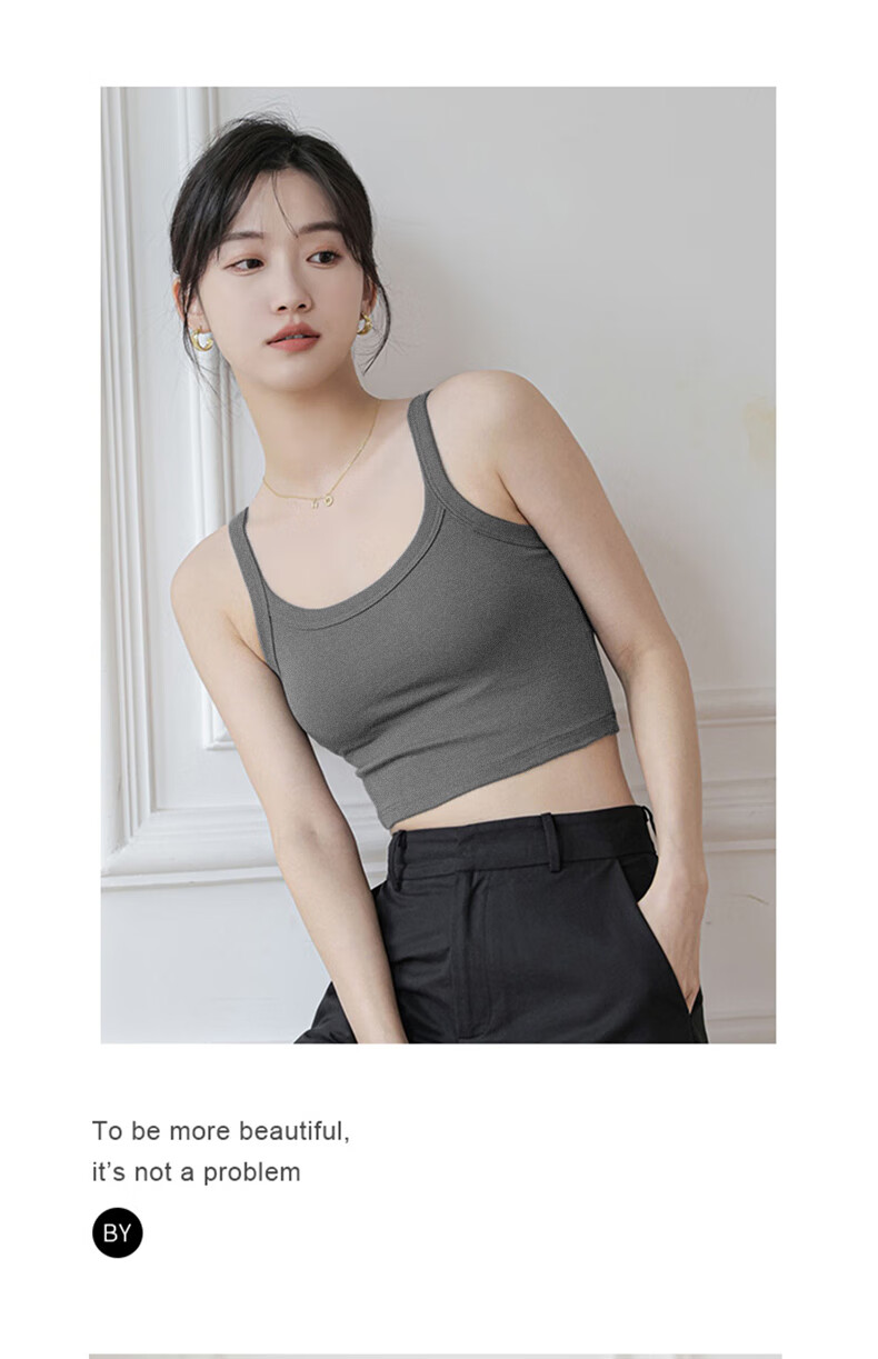 LangSha Camisole Tank Top for Outer Wear, Lightweight Summer Underwear Vest for Women with Built-In Bra Pads, Integrated Bralette, Inner Layering Camisole 21