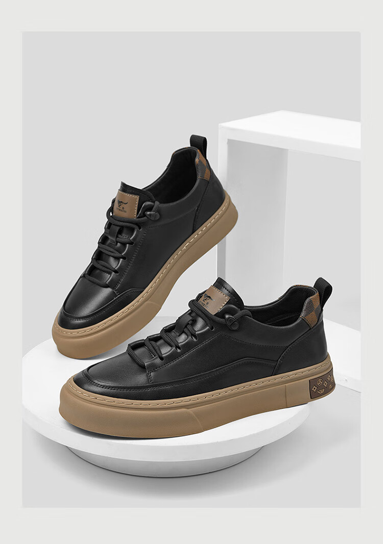 SEPTWOLVES Men's Versatile Sneakers, Casual Shoes, Leather Shoes for Men W8333763399 Black Size 39 7
