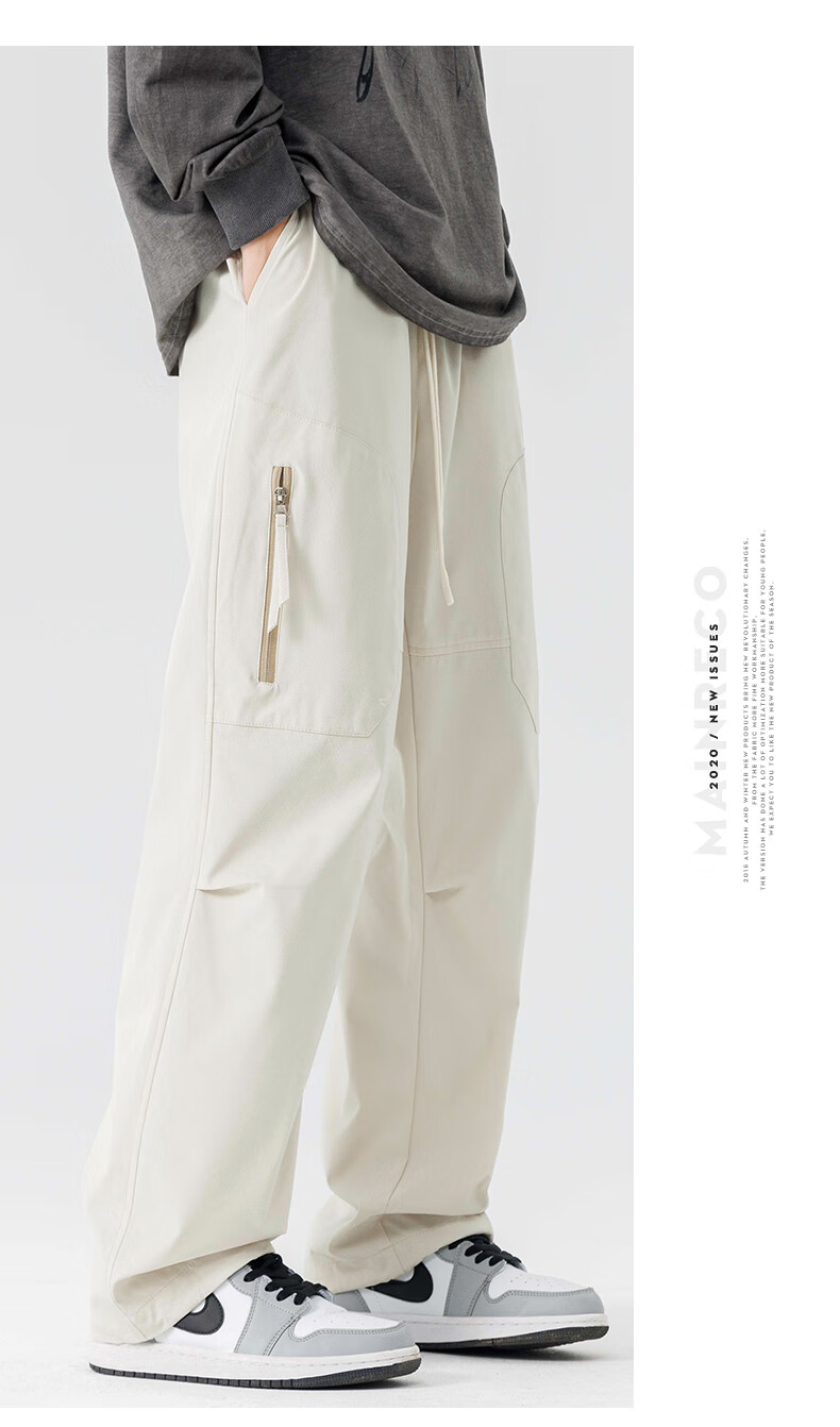 Dingfengbaoluo American-Style Functional Cargo Pants for Men, Summer Versatile Loose-Fit Trendy Outdoor Hiking Casual Trousers DFK35 Apricot Color 2XL 13