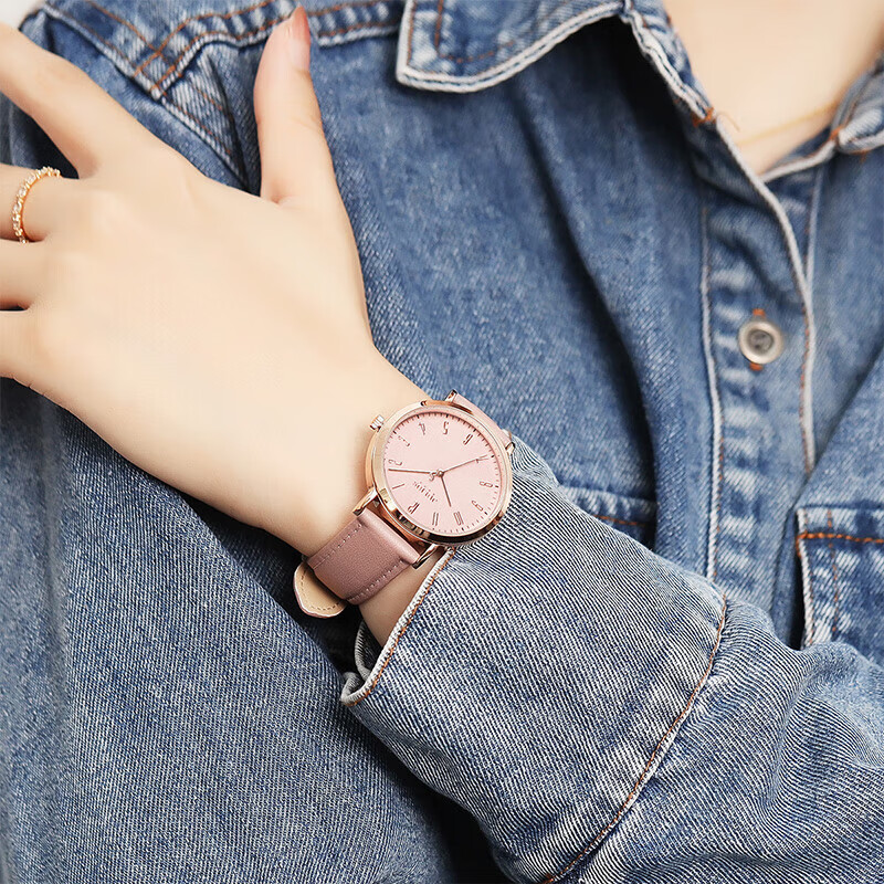 Julius Women's Watch, Fashionable Korean Style, Casual Large Dial Quartz Waterproof Ladies Watch for Students And Women, Pink JA-1017D