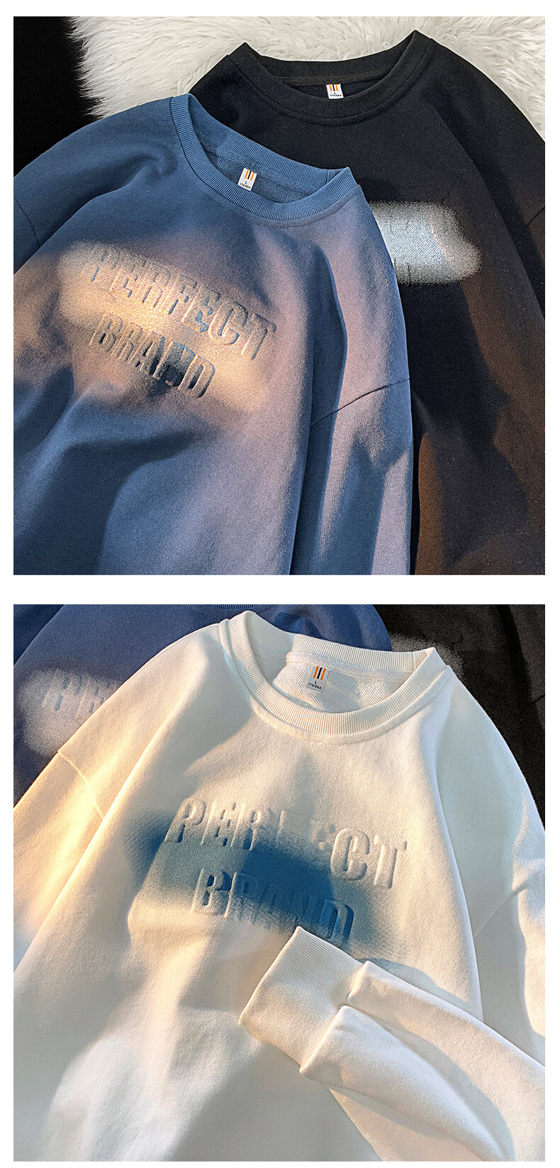 Foss Phil Men's Spring Autumn Colorblock Layered Collar Sweatshirt Casual Polo Shirt YWY1022 Glacier White XL 24