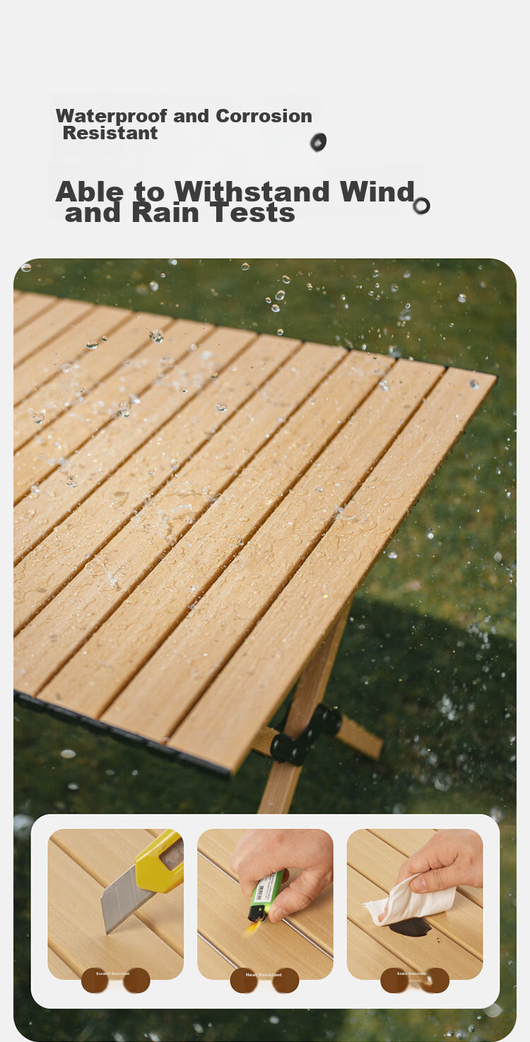 Naturehike Nuoke Xingjian L01 Egg Roll Table, Aluminum Alloy Camping Table, Outdoor Folding Table, Picnic Table, Oak Color, Large Size 6