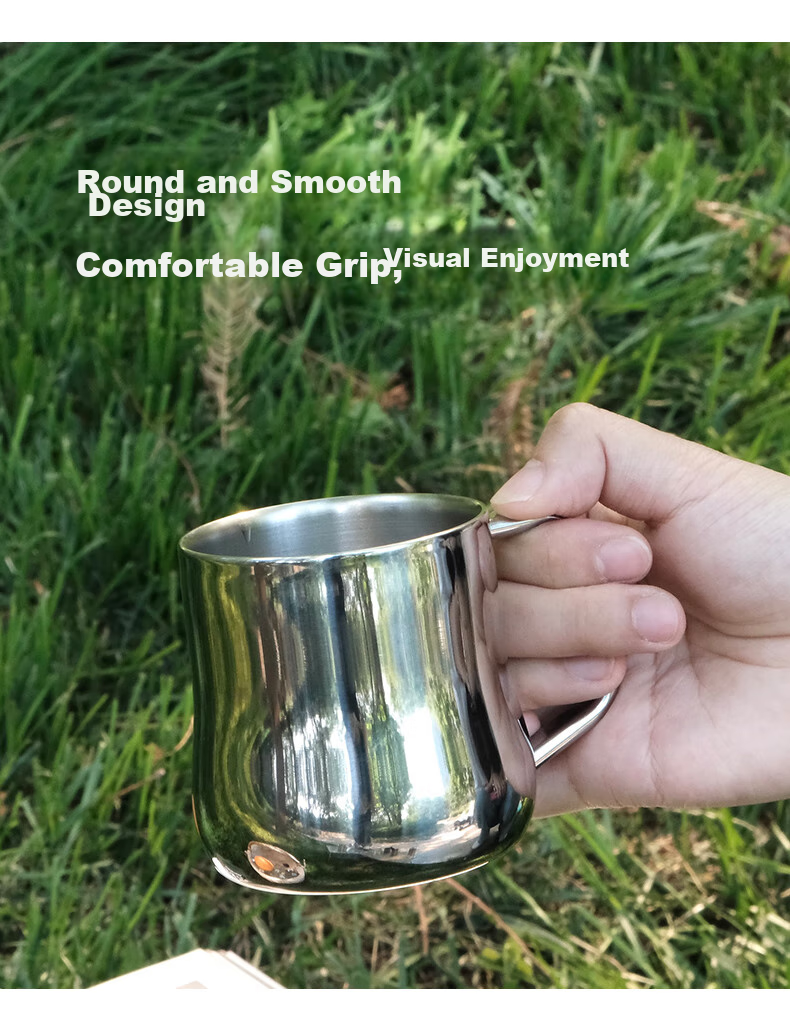 YOSHIKAWA Outdoor Double-Layer Mirror-Finish Stainless Steel Coffee Mug 1 6