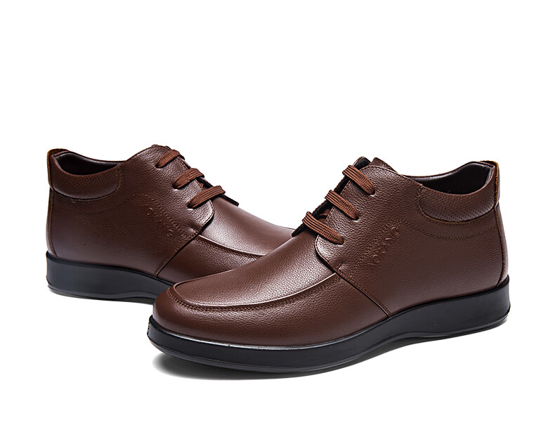 Aokang Casual Business Fleece-Lined Warm Cotton Shoes, Simple And Comfortable Cowhide Shoes for Men, Black, Size 39 33