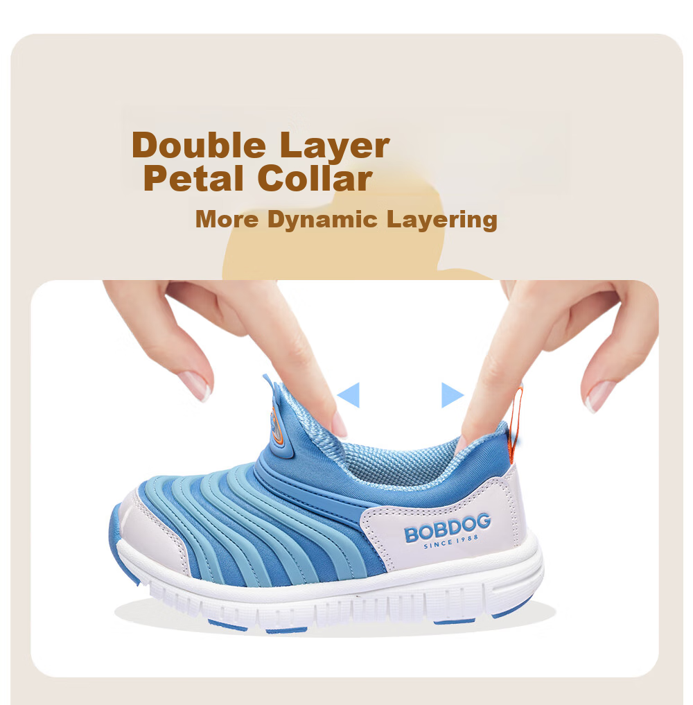 BOBDOG Children's Shoes Spring Style, Boys And Girls Baby Caterpillar Walking Shoes, Non-Slip Soft Sole Functional Shoes, Infant Shoes, Shell Pink, Size 23 5