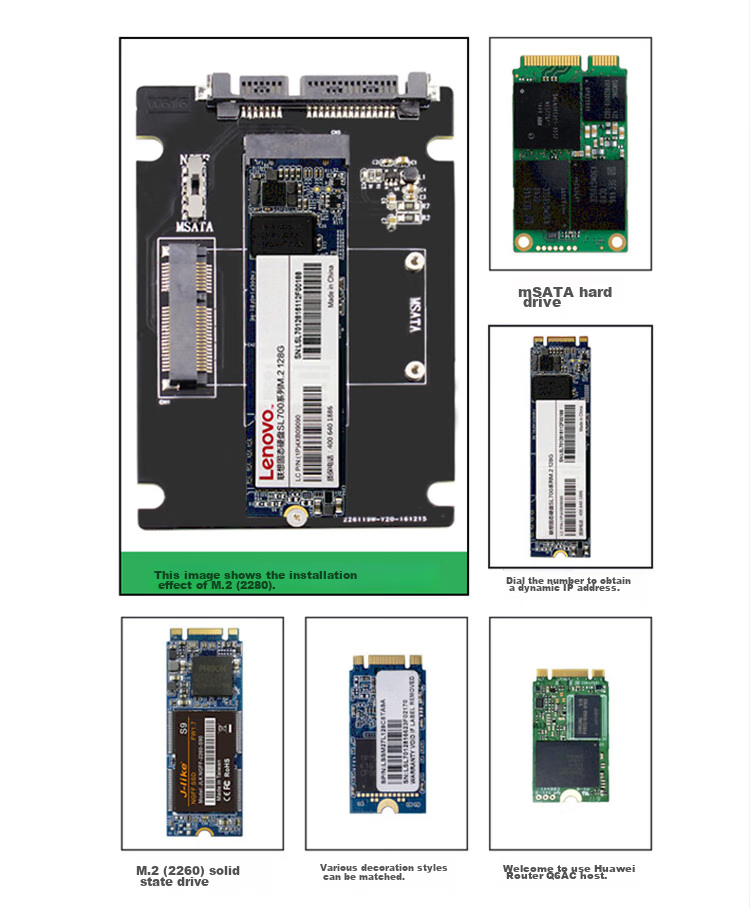 LinkStone M.2 NGFF/mSATA to SATA Hard Drive Adapter Board, Laptop Internal 2.5-Inch SATA SSD Hard Drive Enclosure Expansion Card E620 5