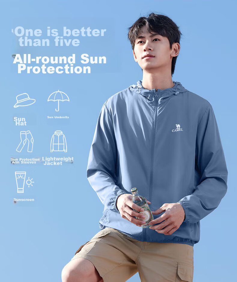 CAMEL Ice Mountain Sun Protection Clothing for Men, Lightweight Breathable Ice Silk Fishing Shirt, UPF50+ Outdoor UV Protection Jacket, Summer 13