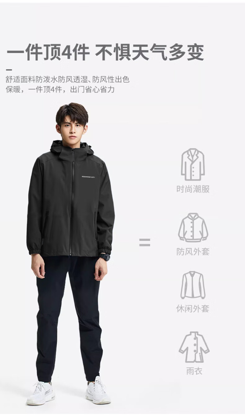 Warrior Men's Hooded Printed Jacket Autumn Fashion Casual Versatile Men's Outerwear 1