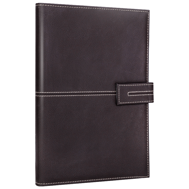 Deli 16K 120-Sheet Litchi Pattern Magnetic Clasp Leather Cover Notebook Office Supplies, Business Journal Work Notebook Stationery, Brown 3344