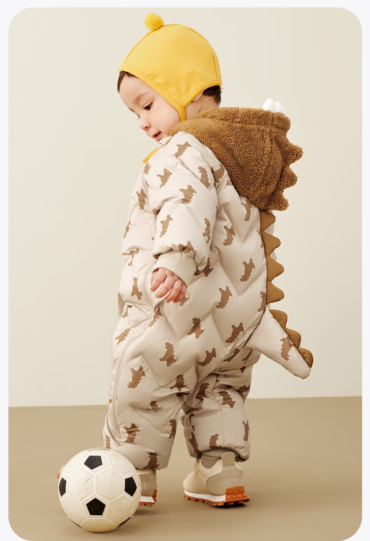 Minibala Bala Unisex Kids Baby Winter Thickened Three-Proof Cute Animal Plush Hooded Down Jumpsuit 18