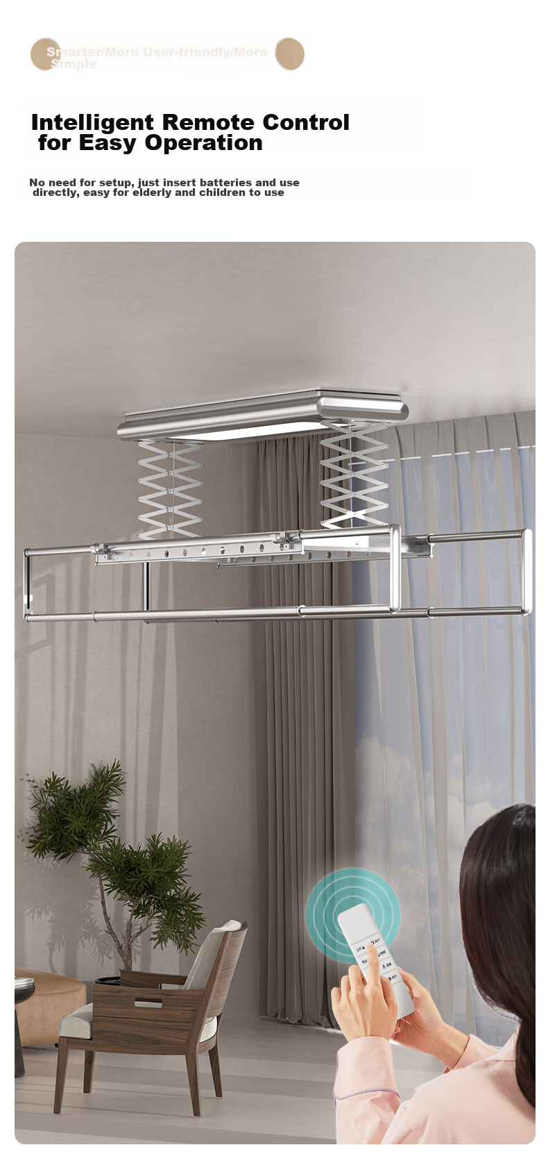 Muhouyingxiong Compatible Remote Control for Good Wife Electric Clothes Drying Rack, First And Second Generation Smart Lifting Electric Clothes Drying Rod, Same Appearance As Buttons And Usable 3