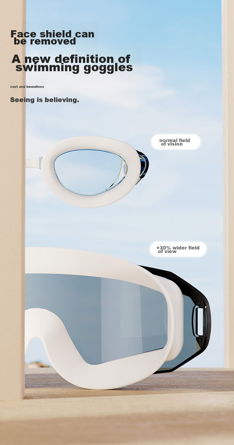 Li-Ning Myopia Swimming Goggles for Men And Women, Adult High-Definition Anti-Fog Large Frame Swim Goggles with Swim Cap Set, 36-808 White, -6.00 Diopters 4