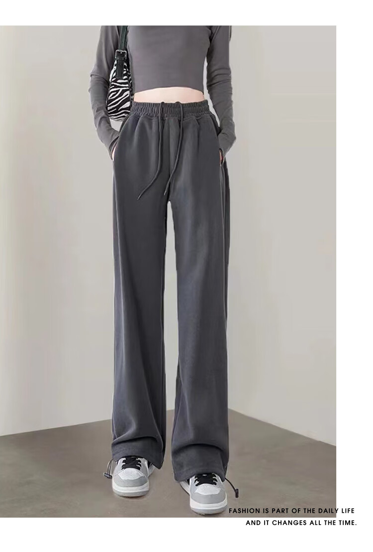 Jeanswest Casual Pants for Women, High-Waisted Loose-Fitting Slimming Joggers, Summer Sports Pants with Drawstring Waist, Dark Gray, Size L 9