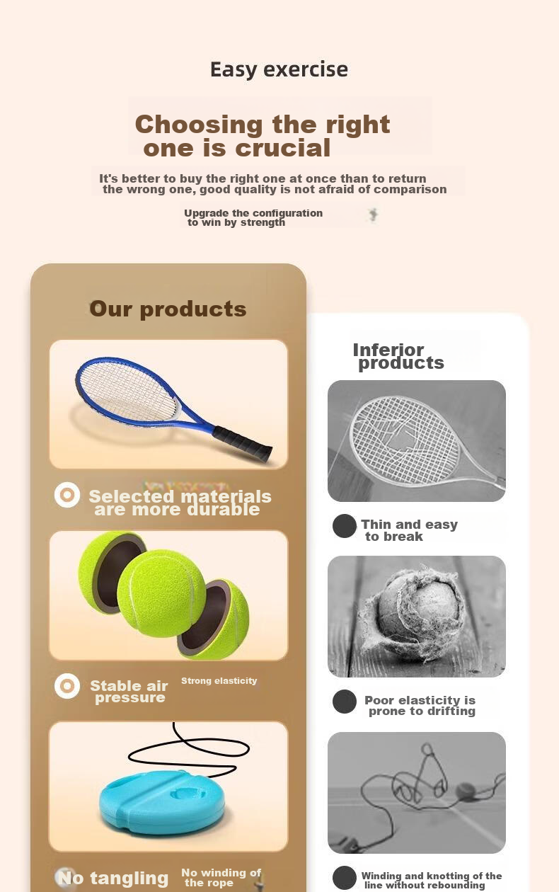 BOSHUJIAN Tennis Rebound Trainer for Parent-Child And Adult Use, Self-Playing Tennis Device, Adult Single Racket 7