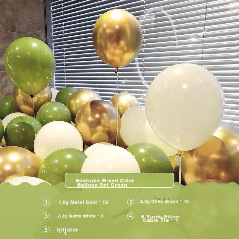 Duomeiyi Balloon Set of 30 Birthday Balloons for Decoration, Party Setup, Wedding Decorations with Pump Included, Green And White Mixed Colors