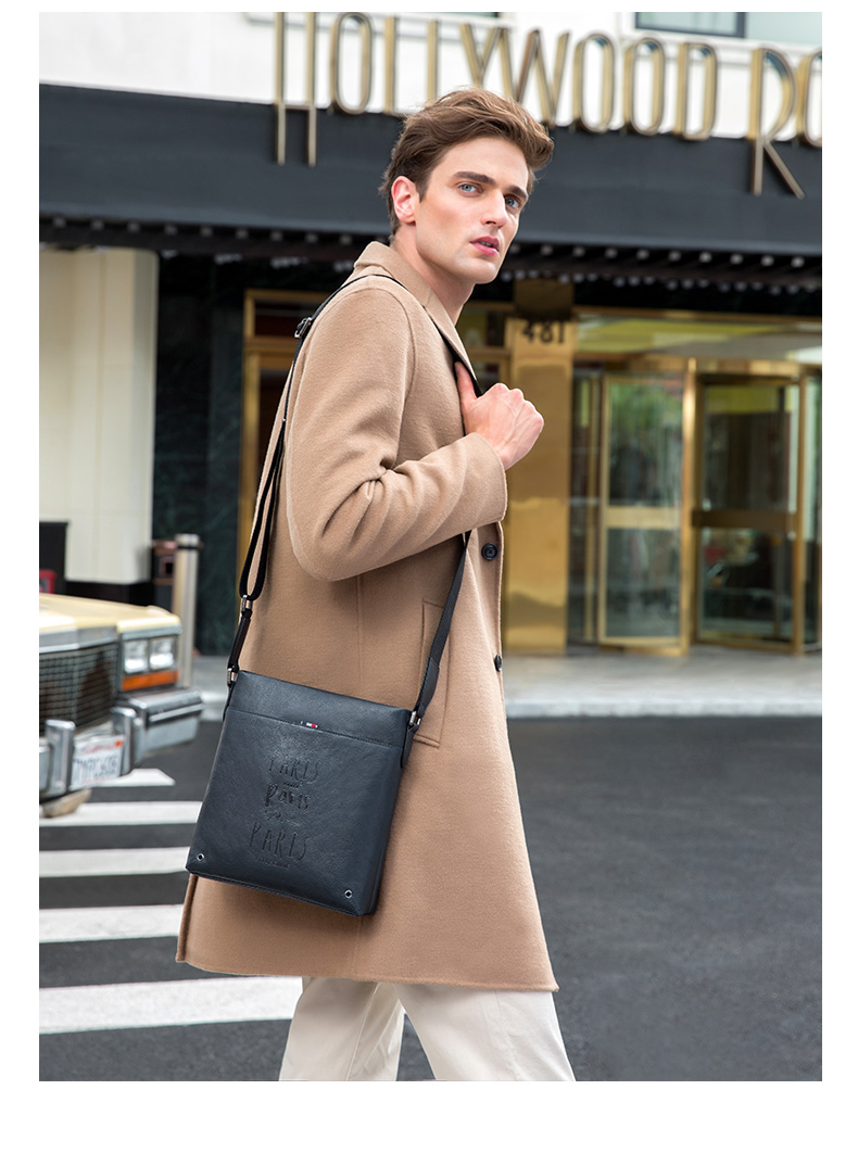 ELLE HOMME Business Men's Shoulder Bag, Top-Grain Leather Fashion Crossbody Bag, Large Capacity Vertical Men's Bag 01941 Blue Birthday Gift for Boyfriend 6
