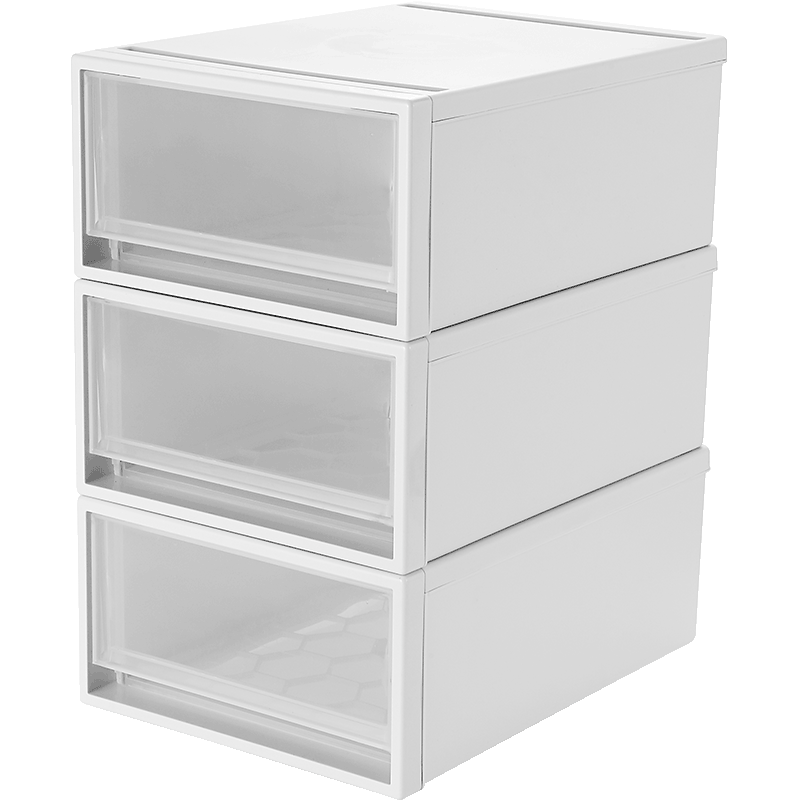 JEKO&JEKO Plastic Desktop Storage Box, Drawer-Style Office Desk Organizer, Storage Cabinet, Desk Organizer Box, Medium Size, Pack of 3