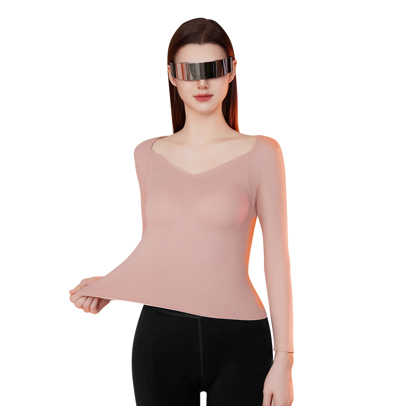 JOAE Women's Thermal Silk Blend Padded Thermal Top Autumn Winter Base Layer Two-in-One