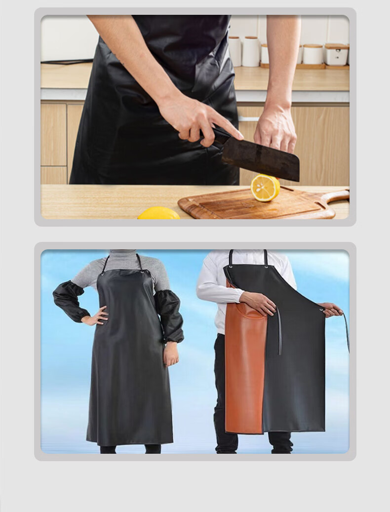 Caiyile Waterproof Apron Acid and Alkali Resistant Oil Resistant Extended Thickened PVC Double-layer Oil-proof Sleeveless Waist Apron Black and Red Composite 1 Piece 3350 10