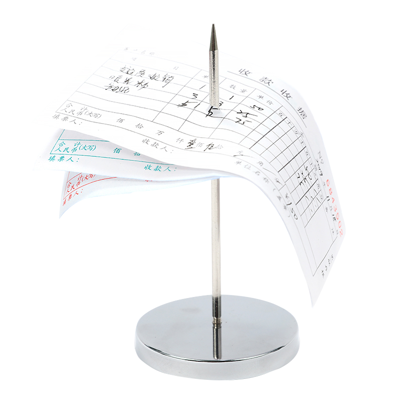 DiLe Bill Insert Holder, Financial Office Specialized, Metal Ticket Fork with Protective Cover, Cashier Receipt Storage, Bill Management Tool