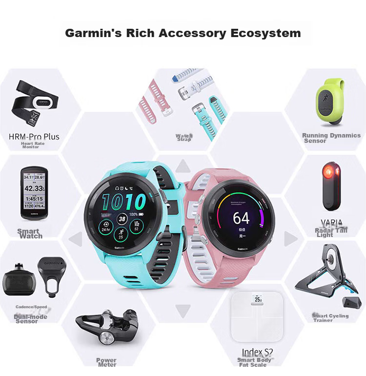 GARMIN FR265 Heart Rate Running Outdoor Sports Smartwatch Birthday Gift Forerunner265 Moonlight White 16