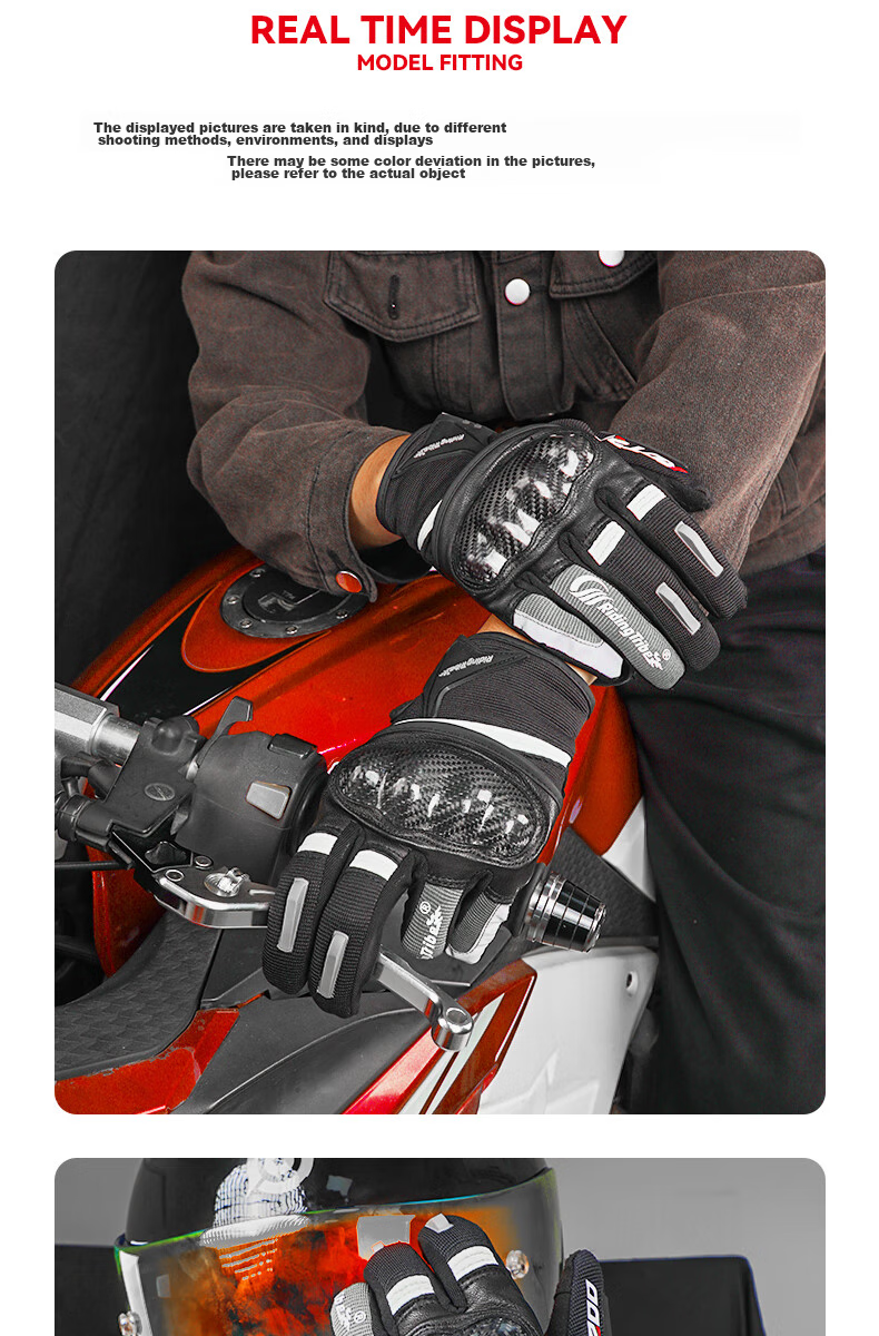 RidingTribe Motorcycle Riding Gloves, Winter Fleece-Lined Thickened Warm Waterproof Electric Bike Anti-Fall Motorcycle Gloves 10