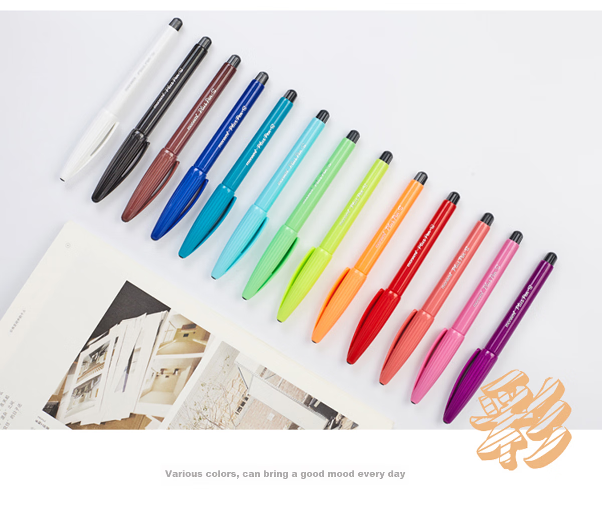 Monami Fiber Pen, Water-Based Outline Pen, Colored Gel Pen, Journal Pen, 0.4mm, 12-Color Set, 04031Z12, Watercolor Pe 4