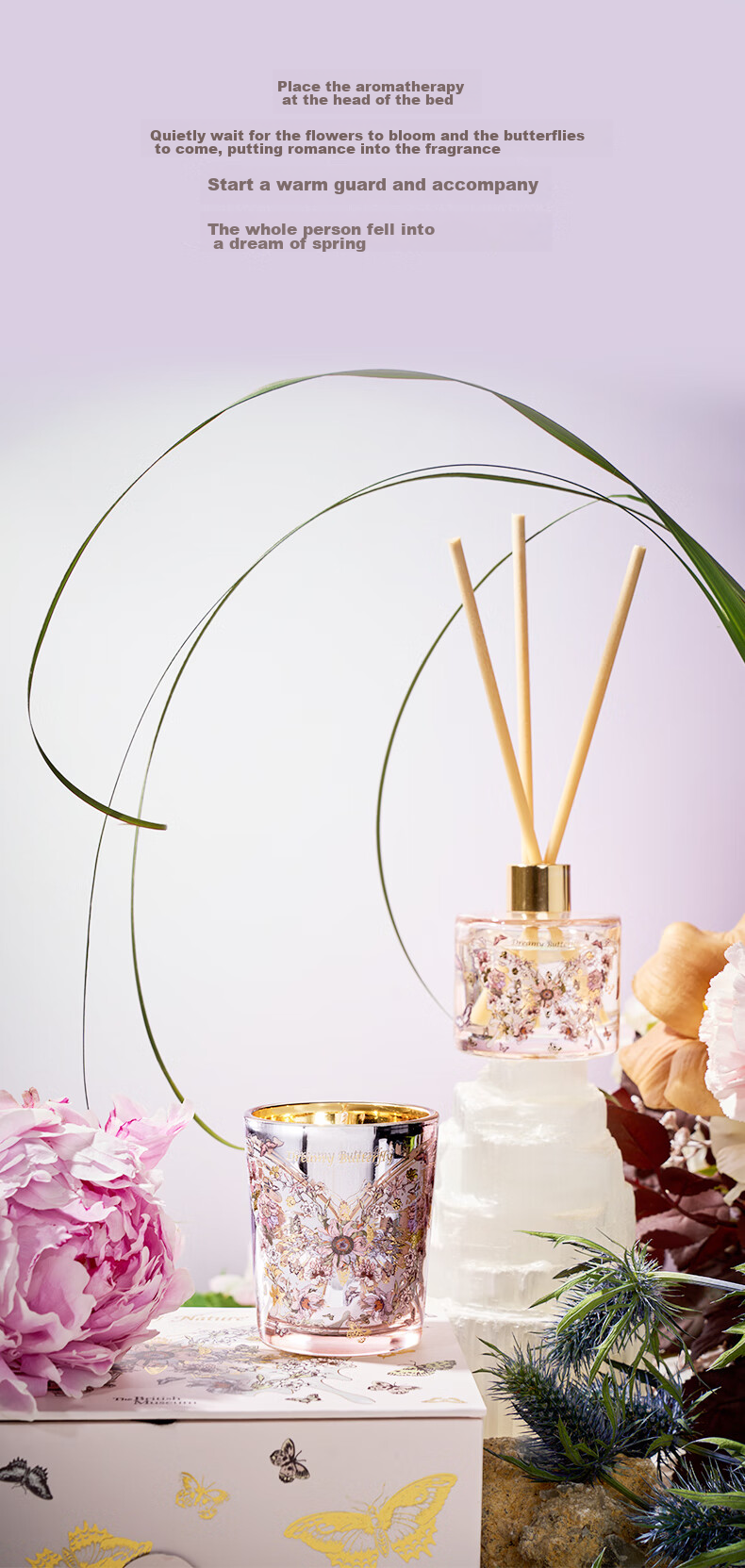 Dayingbowuguan Birthday Butterfly Dream Bedroom Fragrance Candle Gift Box Diffuser, Scented Gift for Girlfriend, Back-To And Mid-Autumn Festival Present, Harmonious Aroma 2