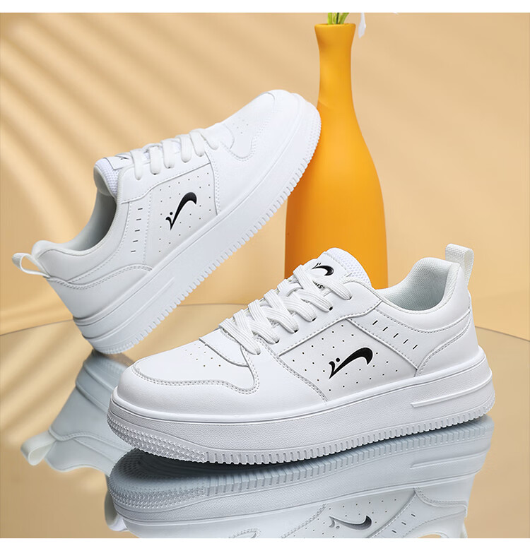 Guirenniao Women's Sneakers New Couple Casual Shoes Thick Sole Sports Shoes White/Black Size 38 32