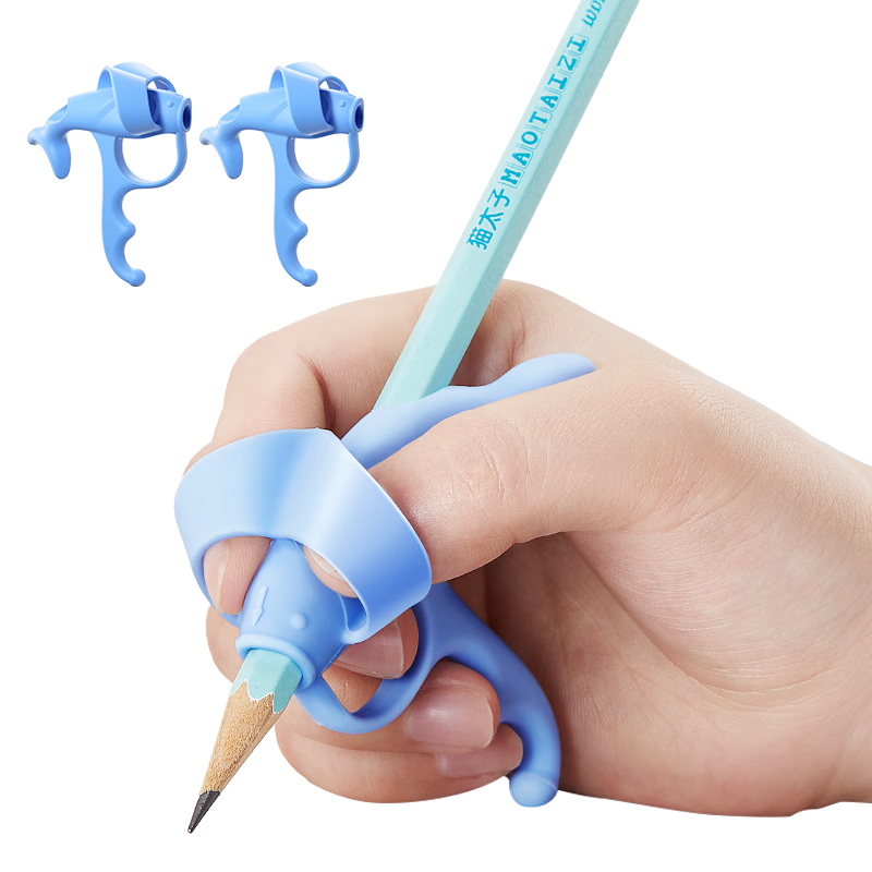 Maotaizi Tiger Mouth Five-Finger Pen Grip Corrector for Primary School Students And Kindergarten Children, Writing Practice Pencil Grip Correction Tool, Pen Holder for Learning to Write, Beginner's Pen Grip Corrector, Children's Posture Corrector, Blue